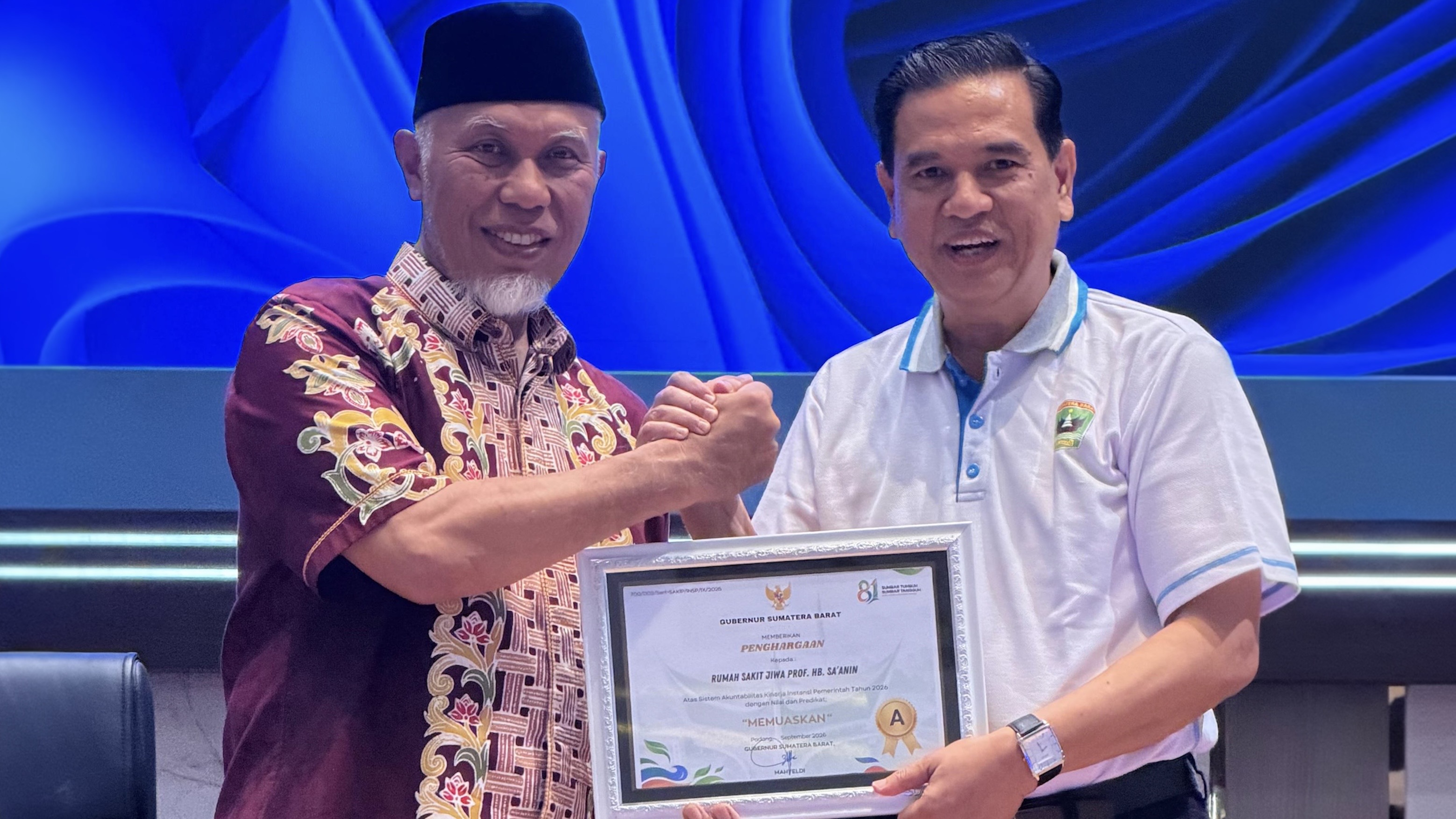 RSJ Prof. H.B. Saanin Raih Penghargaan SAKIP 2026 dengan Predikat A